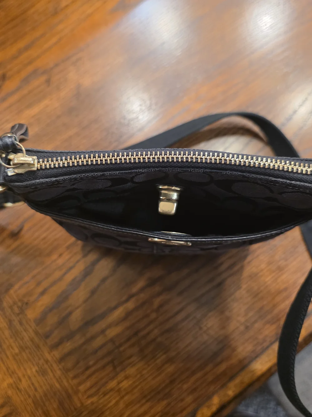 Vintage Coach Black Signature C Jacquard Turnlock Swingpack Crossbody Bag Y2K